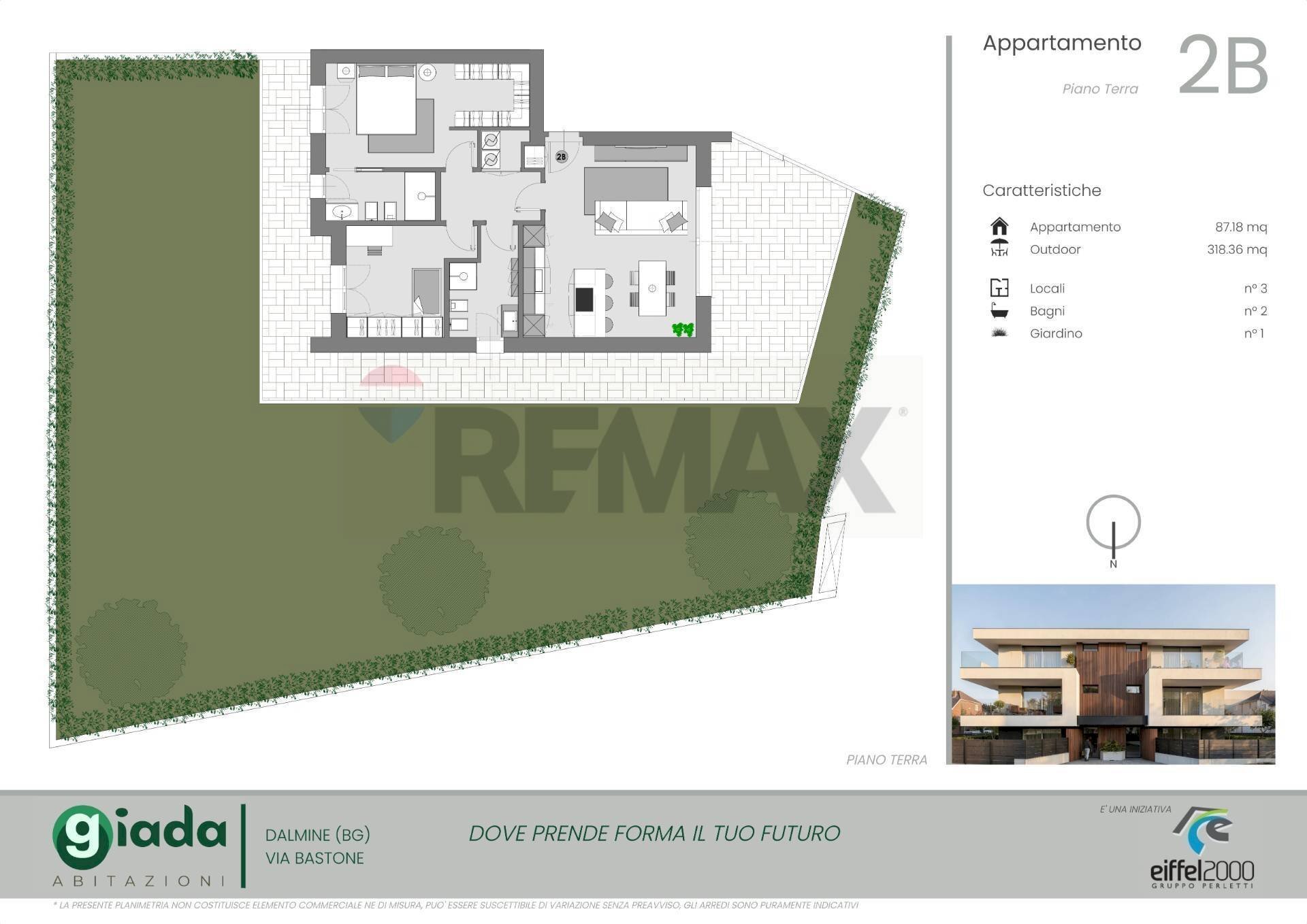 Pianta 2D - Trilocale VIA BASTONE, Dalmine - planimetria 1