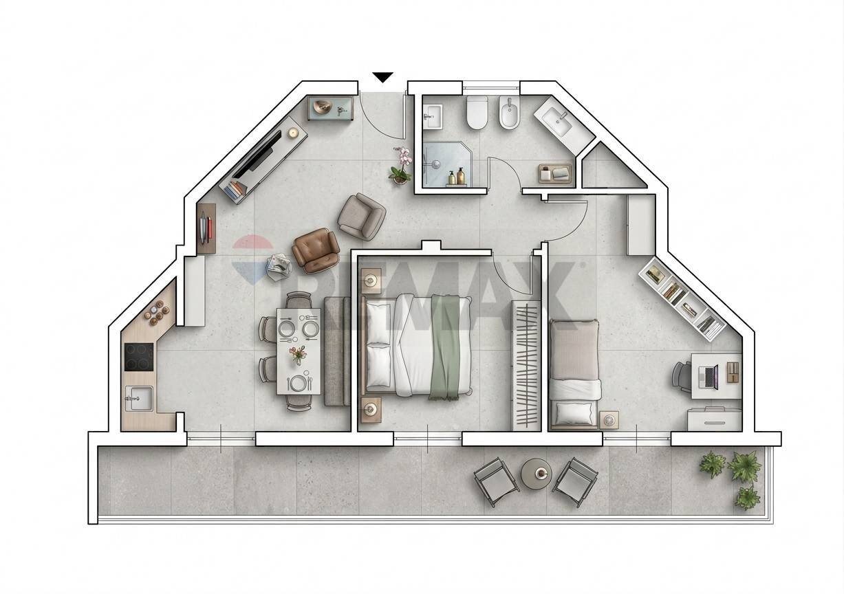 Pianta 3D - Trilocale Pian Camuno - planimetria 1