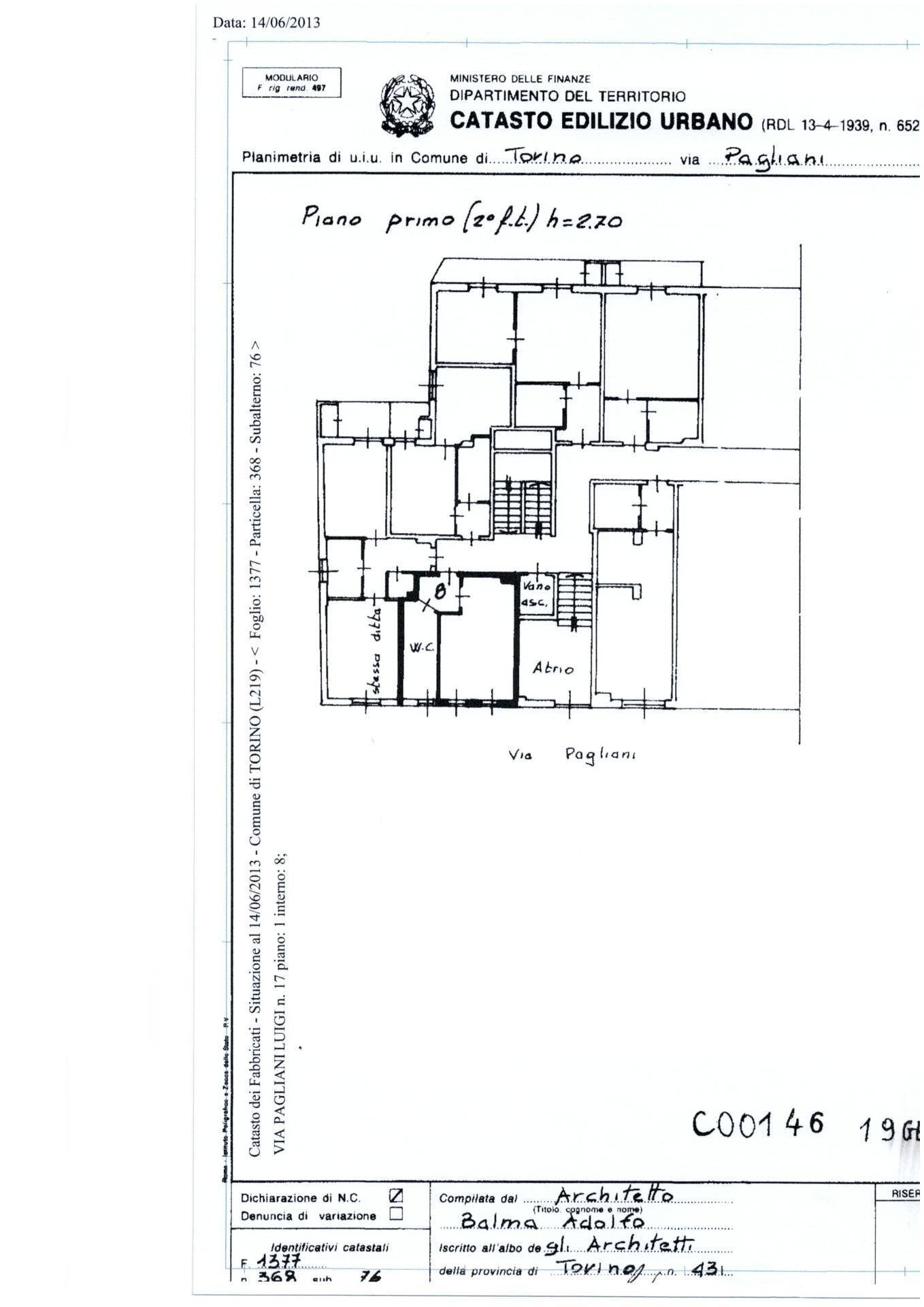 Planimetria - Monolocale Via Luigi Pagliani
 
17, Torino - planimetria 1