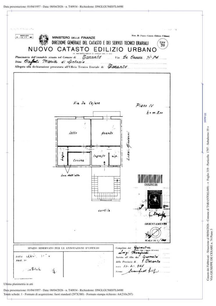 Bilocale via Giuseppe De Cesare, 74, Taranto - planimetria 1