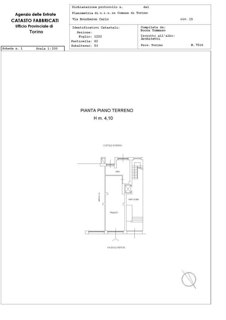 Negozio via Carlo Boucheron, 15, Torino (zona Centro) - planimetria 1