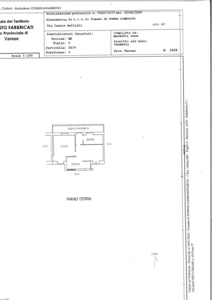 Trilocale via Cesare Battisti, 32, Somma Lombardo - planimetria 1