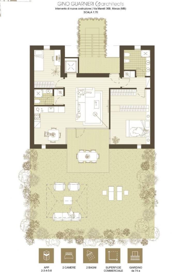 Trilocale via Alfonso Marelli, 36, Monza (zona San Fruttuoso) - planimetria 1