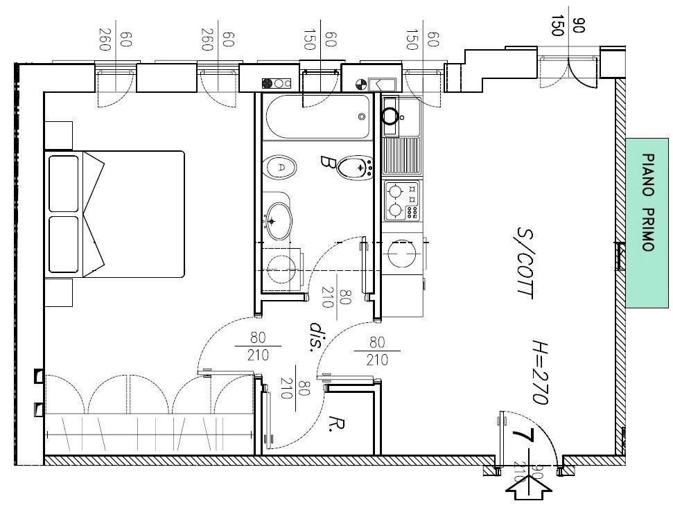 Bilocale via Camillo Benso di Cavour, Rosate - planimetria 1