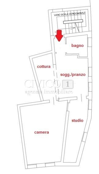Planimetria - Four-room apartment Campo del Gheto Novo, Venezia (neighborhood Cannaregio) - floor plans 1