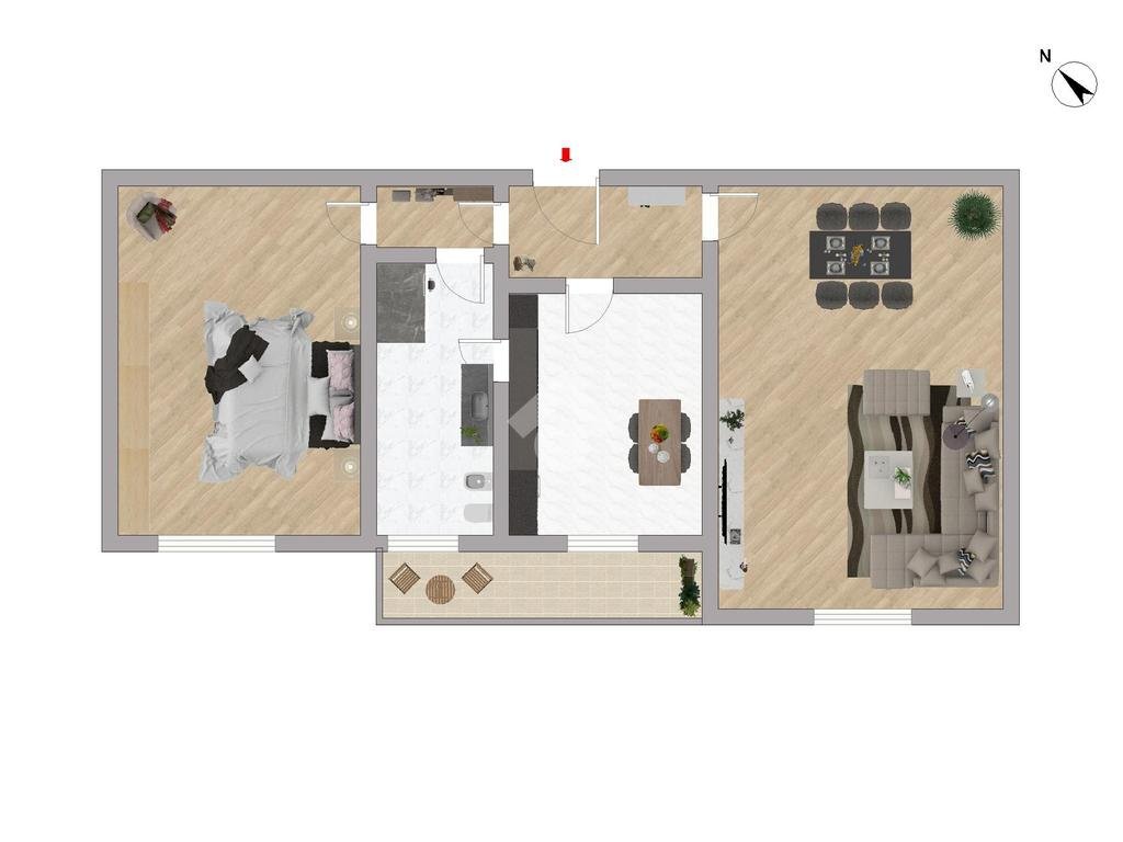 Bilocale Via V. Veneto, Rescaldina - planimetria 1