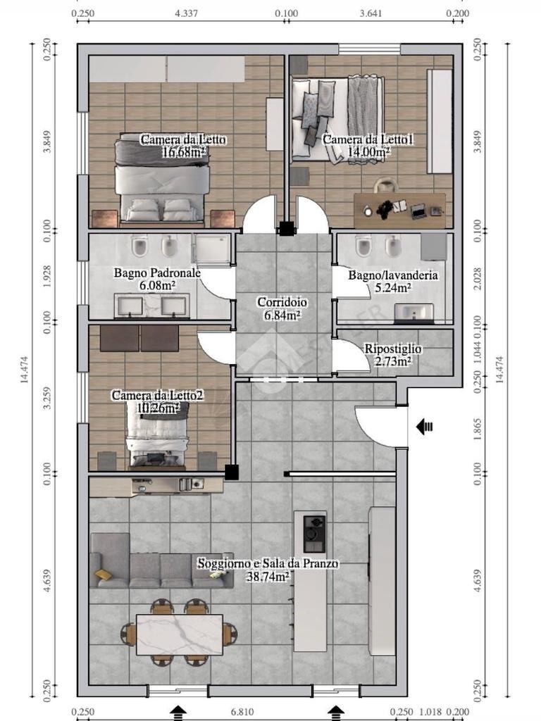 Four-room apartment Via del cristo, Scandiano - floor plans 1