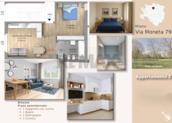 Pianta 3D - Bilocale via Moneta
 
79, Milano - foto 1