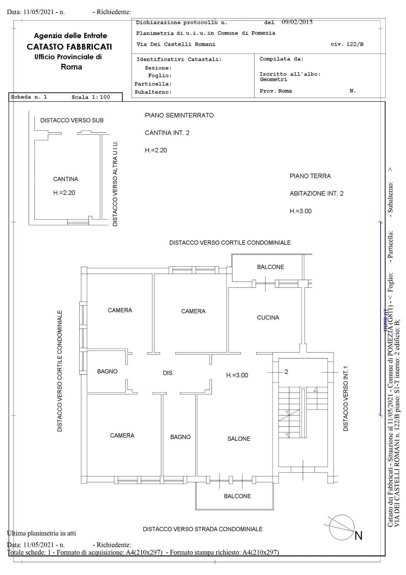 Foto 36 - Quadrilocale Via dei Castelli Romani
 
122, Pomezia - planimetria 1