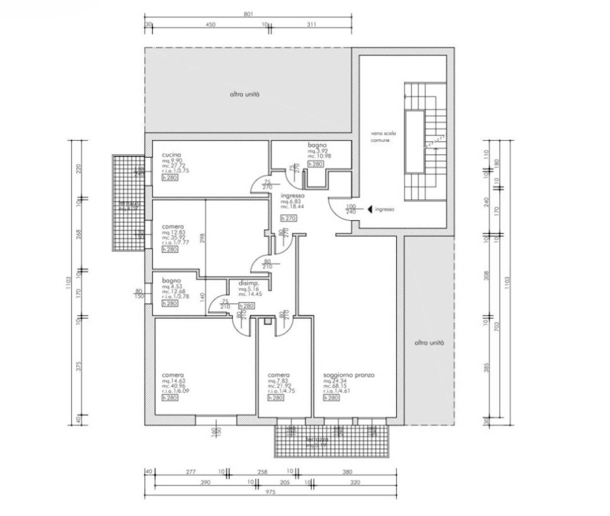 Appartamento via Cardinale Bessarione, 12, Padova - planimetria 1