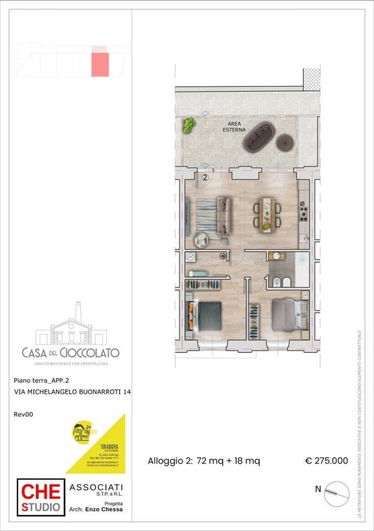 Trilocale via Michelangelo Buonarroti, 14, Trieste - planimetria 1