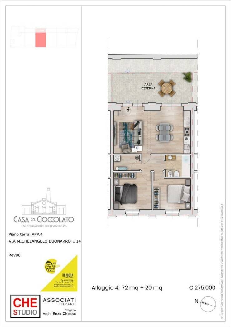 Trilocale via Michelangelo Buonarroti, 14, Trieste - planimetria 1