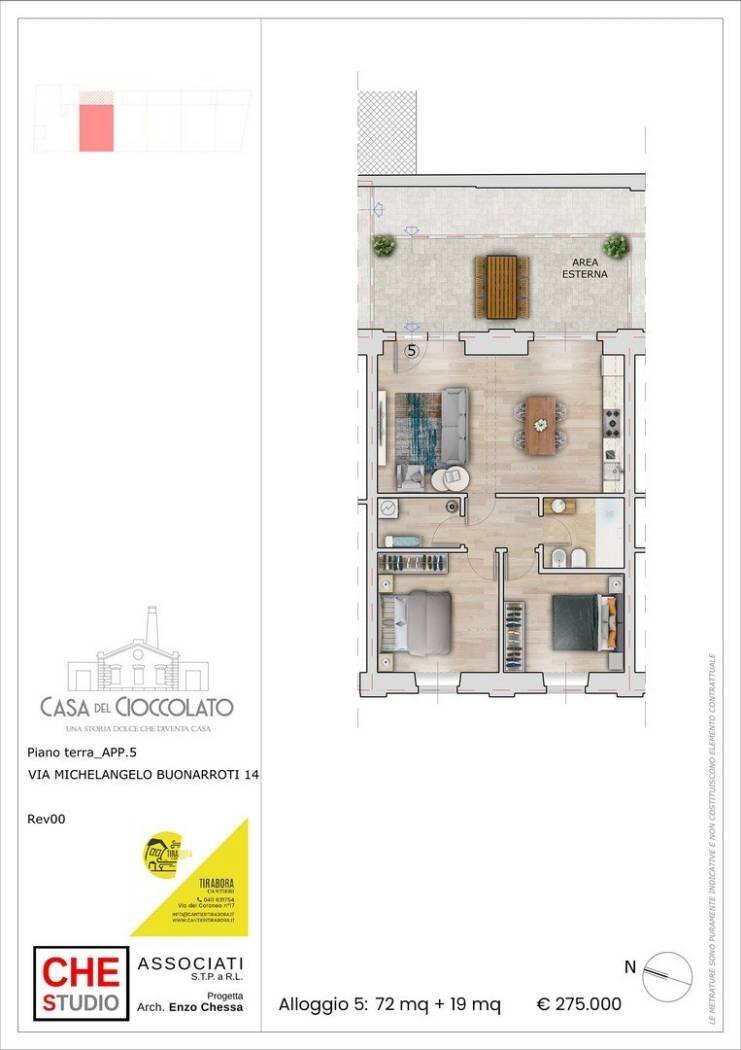 Trilocale via Michelangelo Buonarroti, 14, Trieste - planimetria 1
