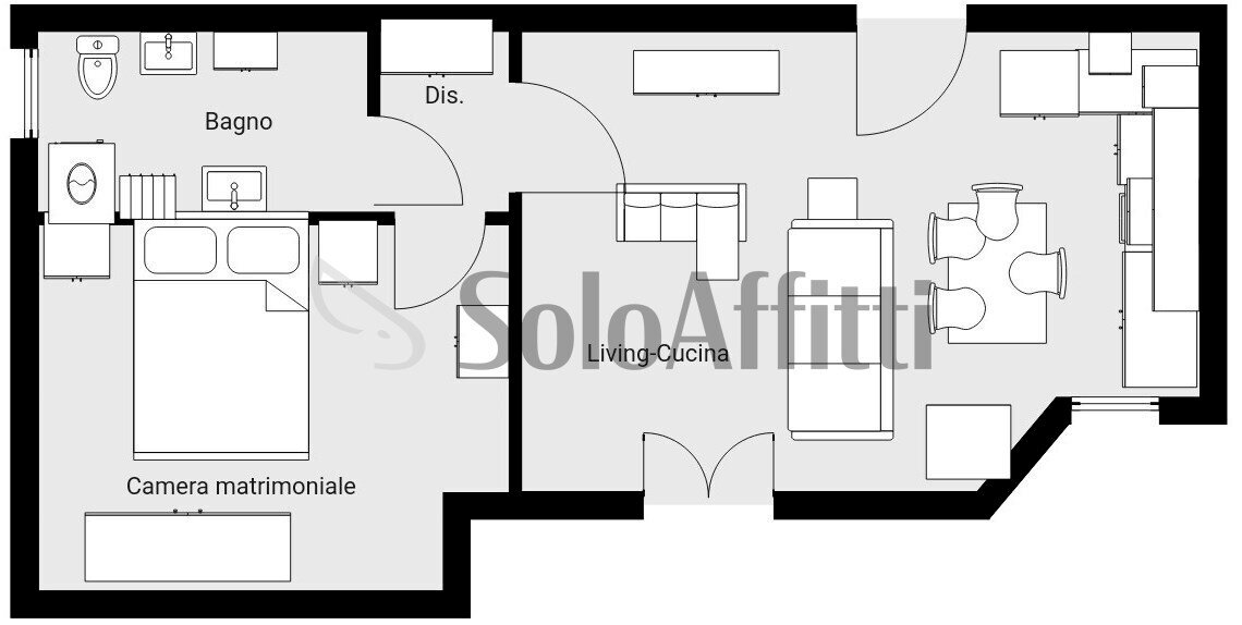 Planimetria a scopo illustrativo - Appartamento Via delle Rose 22, Albuzzano - planimetria 1