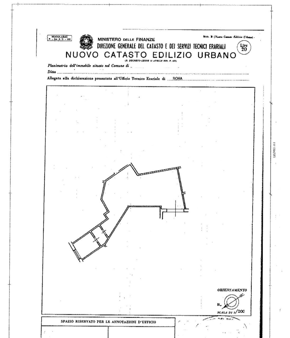 planimetria - Bilocale Largo della Caffarelletta 1, Roma - planimetria 1