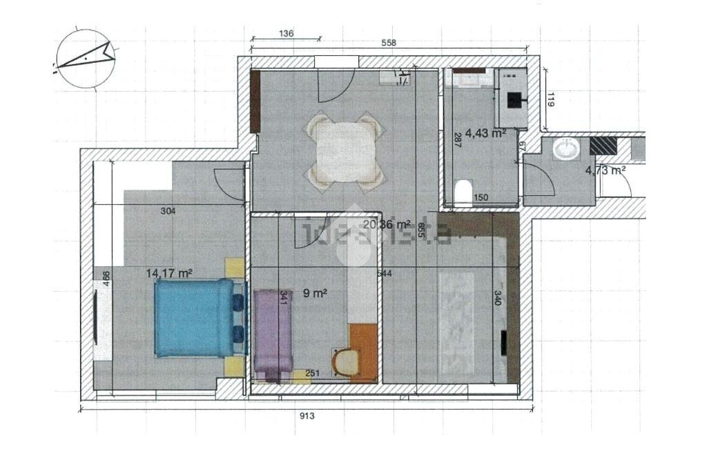 Trilocale V. Radici in Piano, Sassuolo - planimetria 1