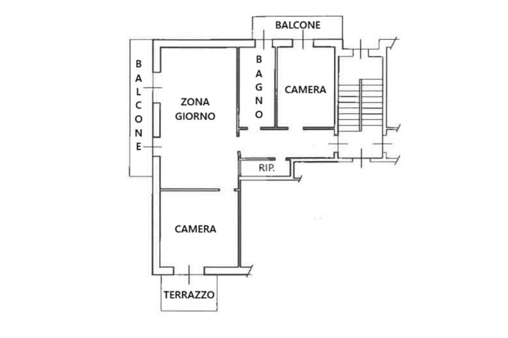 Quadrilocale Piazza Sant'Andrea, Martiniana Po - planimetria 1