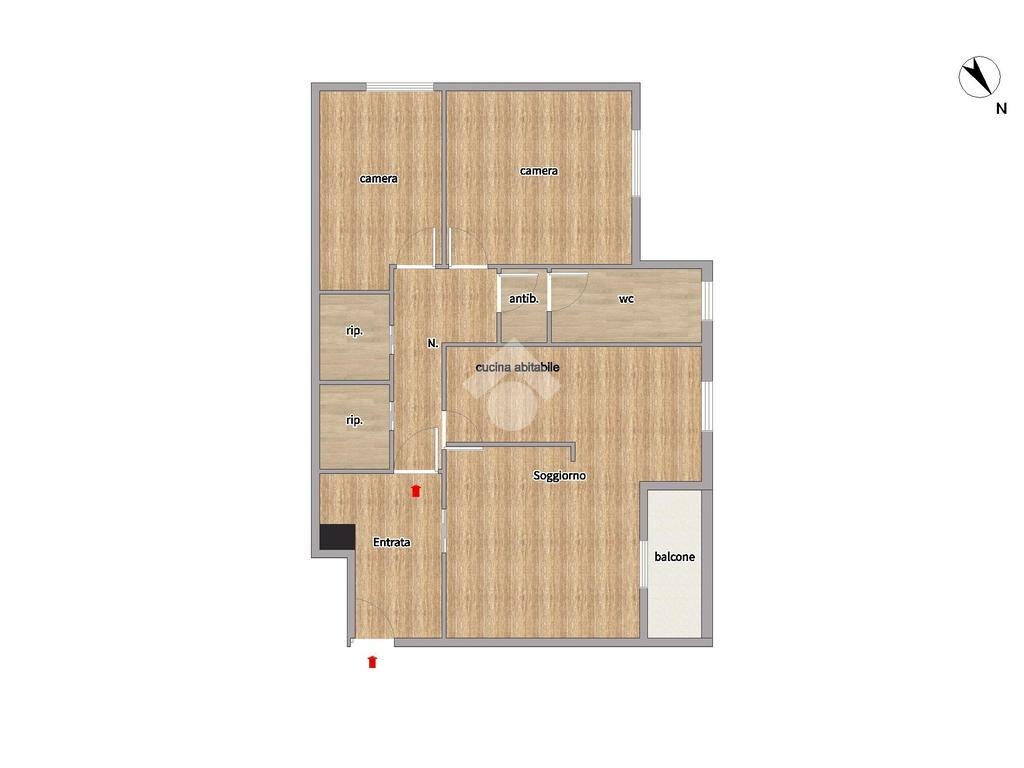 Trilocale Via Betti Ugo, Milano (zona Gallaratese) - planimetria 1