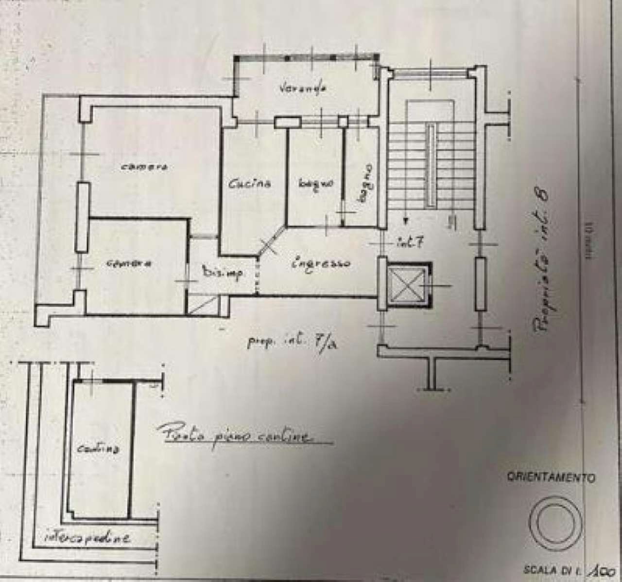 Planimetria casa e cantina - Trilocale via Dei Radiotelegrafisti, Roma - planimetria 1