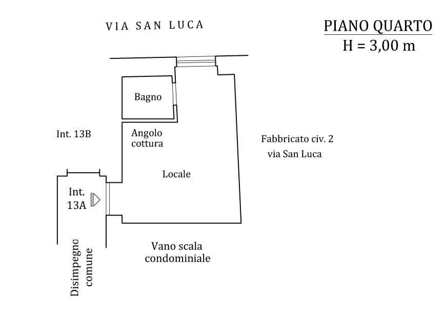 Monolocale via San Luca, Genova (zona Centro Storico) - planimetria 1