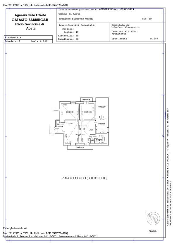 Trilocale Viale del Gran San Bernardo, 140, Aosta - planimetria 1