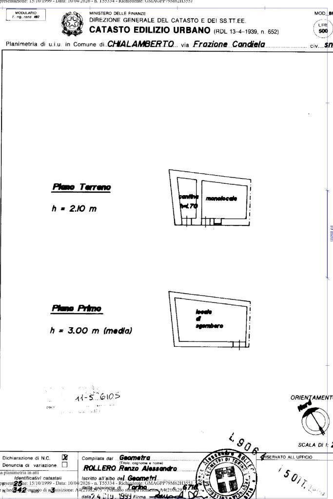 Rustico Fraz. Candiela, Chialamberto - planimetria 1
