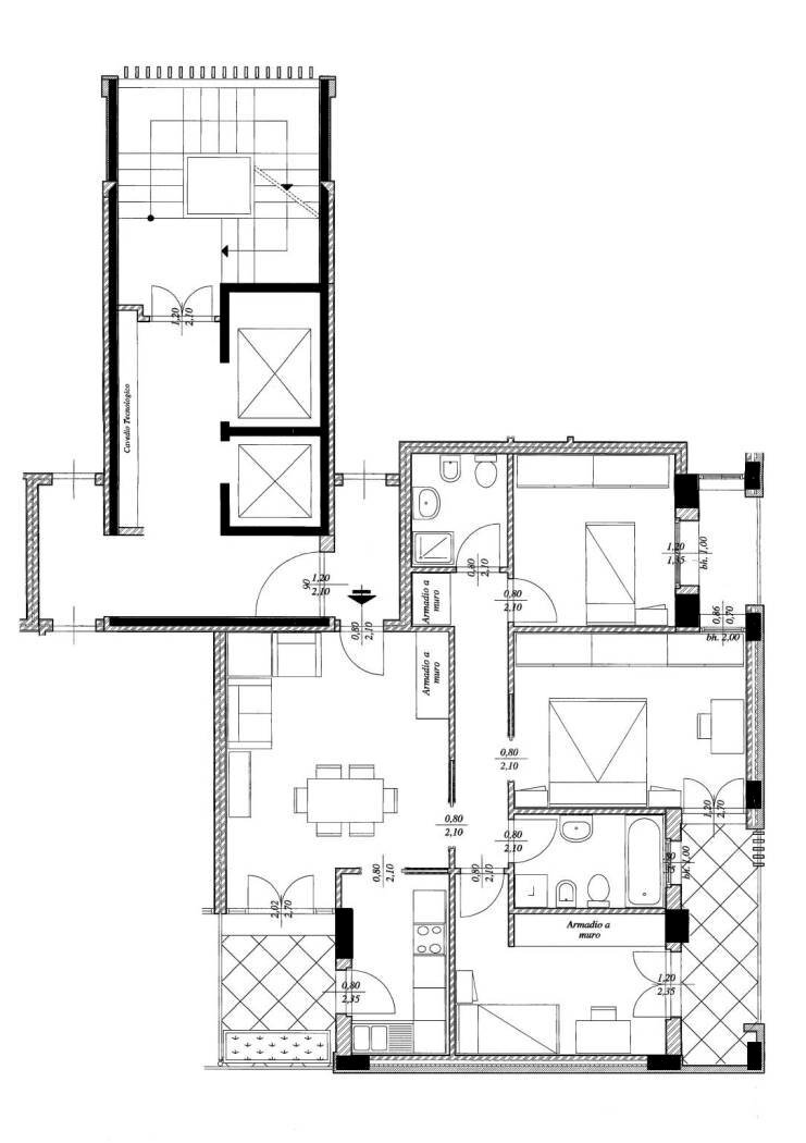 Quadrilocale via Guelfa, 74/3, Bologna (zona Massarenti) - planimetria 1