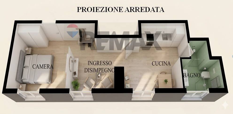 Pianta 3D - Bilocale Corso Novara
 
92, Napoli - foto 1