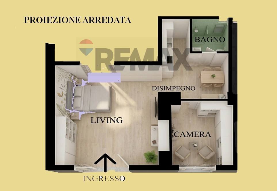 Pianta 3D - Bilocale Corso Novara
 
92, Napoli - foto 1