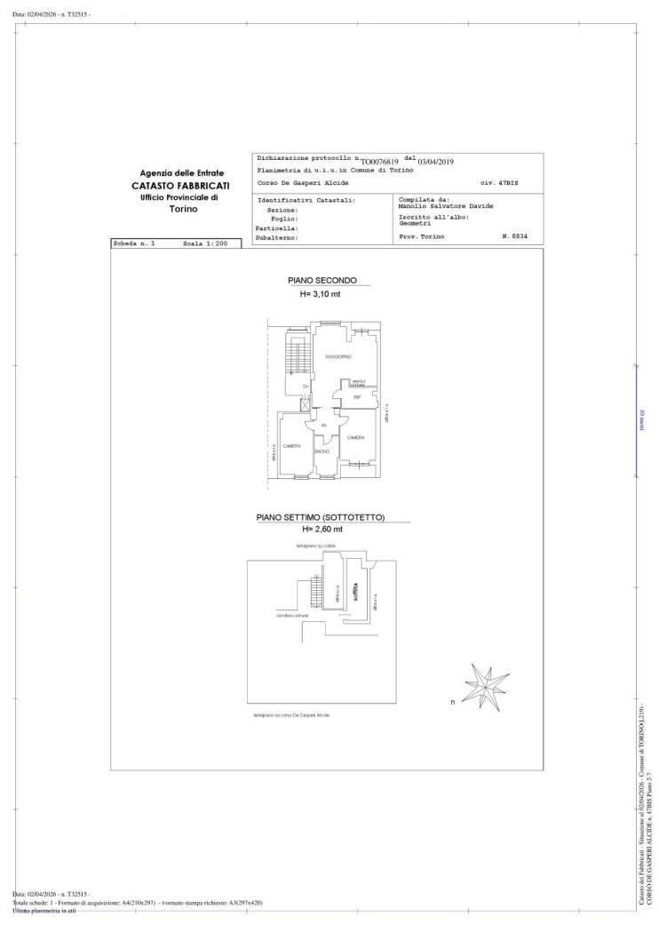 Quadrilocale corso Alcide De Gasperi, 47, Torino (zona Crocetta) - planimetria 1