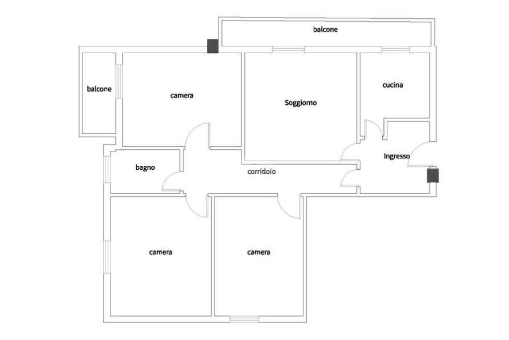 Four-room apartment Via Primo Bandini, Parma (neighborhood Cittadella) - floor plans 1