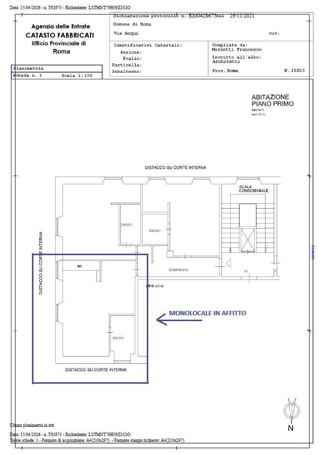 Foto 10 - Monolocale via Acqui, Roma - planimetria 1