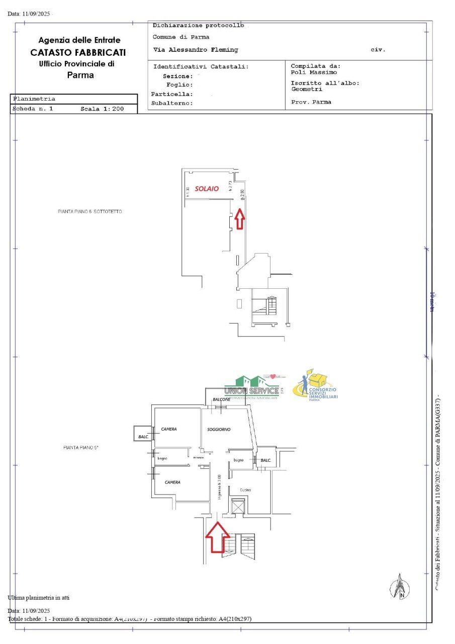 PLN_appart. e solaio .jpg - Appartamento Via Alexander Fleming 7, Parma - planimetria 1