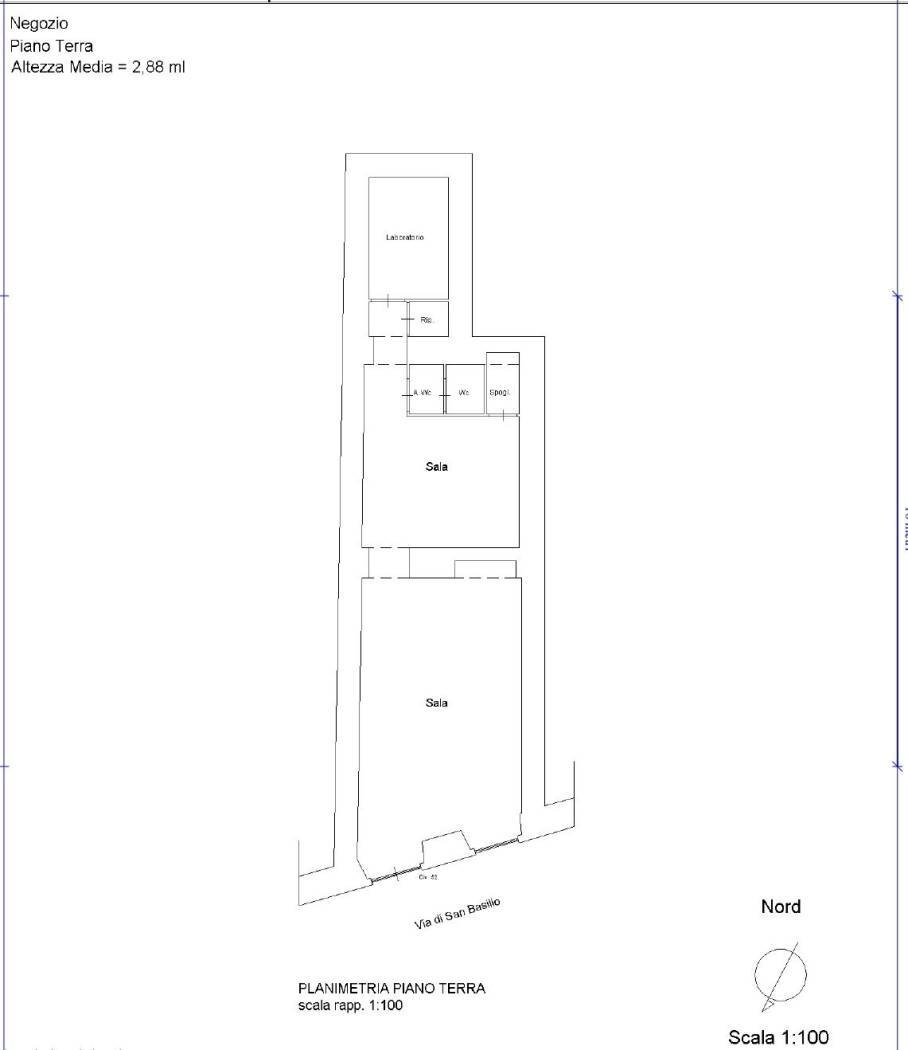 Negozio via di San Basilio, 52, Roma (zona Centro Storico) - planimetria 1
