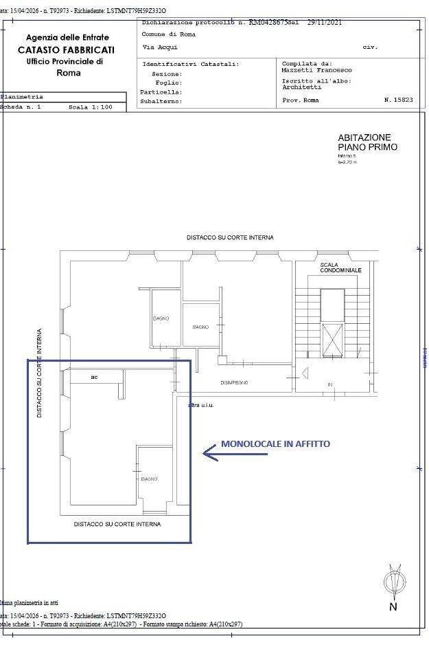 Appartamento via Acqui, Roma - planimetria 1