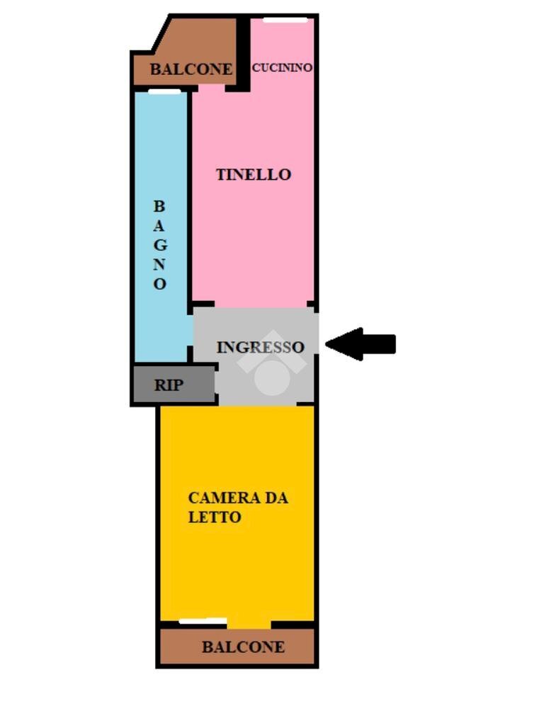 Bilocale Via Gottardo, Torino (zona Rebaudengo) - planimetria 1