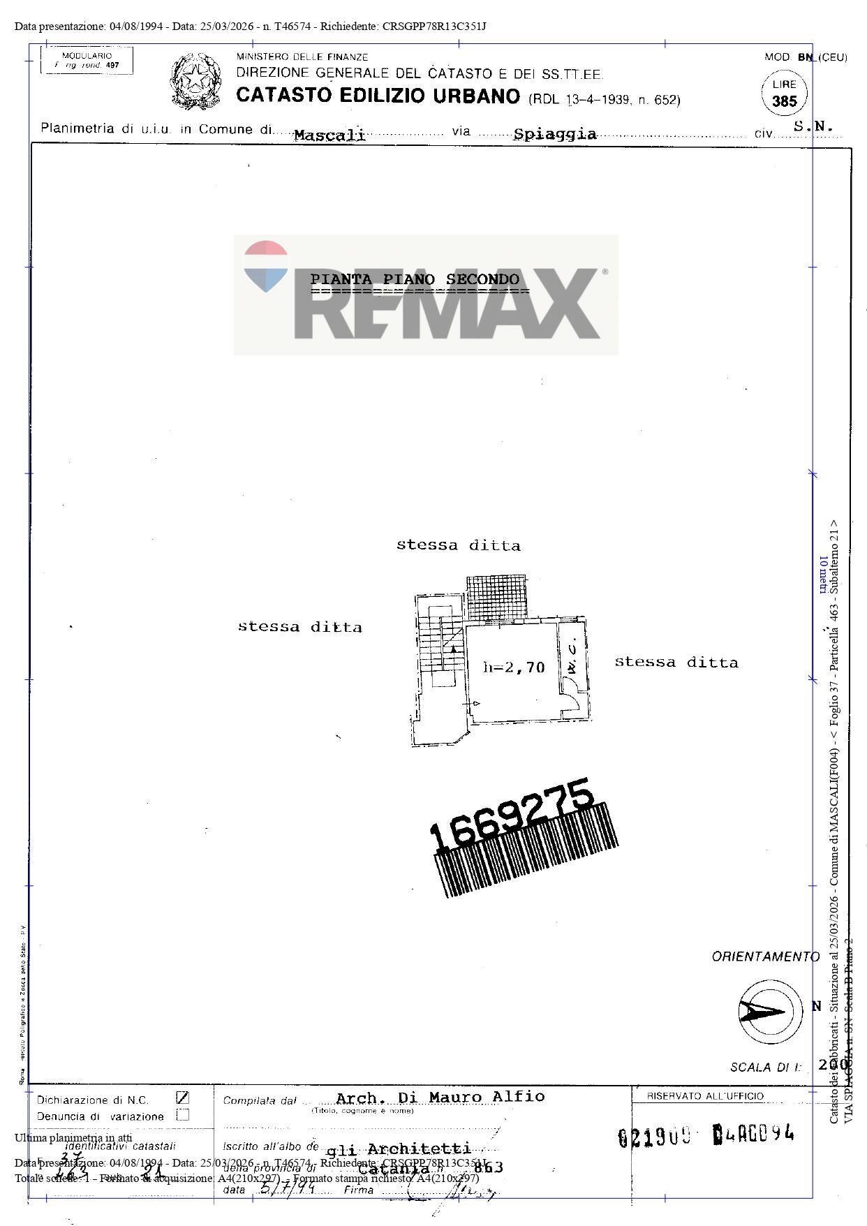 Pianta 2D - Monolocale Via Spiaggia
 
117, Mascali - planimetria 1