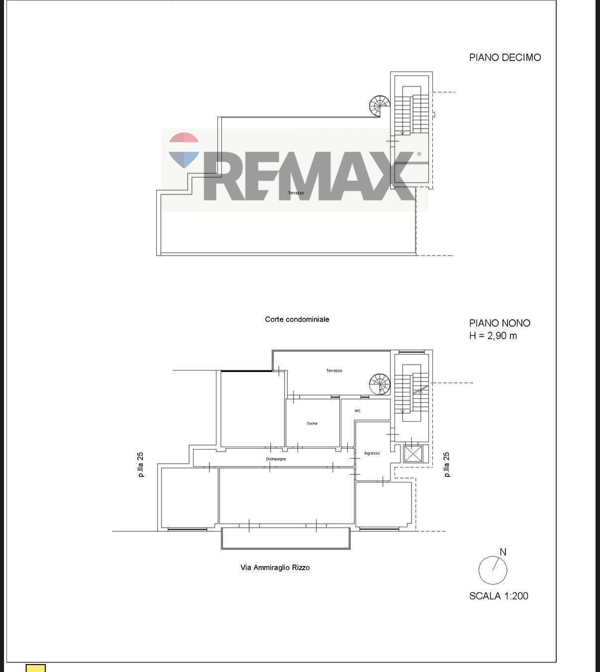 Pianta 2D - Attico Via Ammiraglio Rizzo
 
76, Palermo - planimetria 1