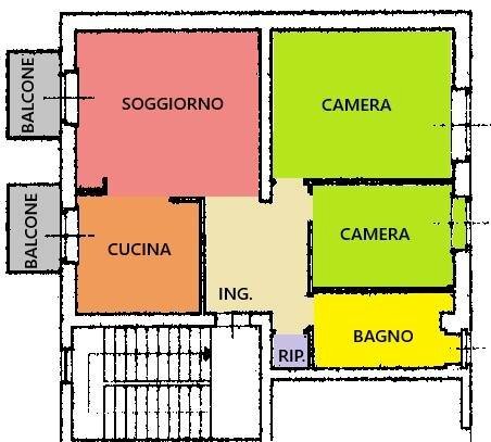 Foto 23 - Trilocale Via Roma, Calendasco - planimetria 1