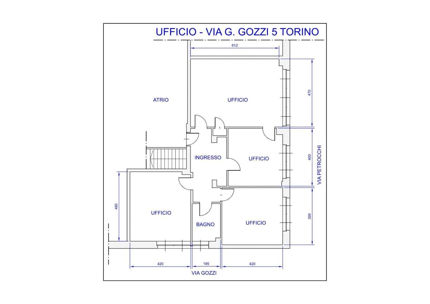 Ufficio via Gaspare Gozzi, 5, Torino (zona Centro) - planimetria 1