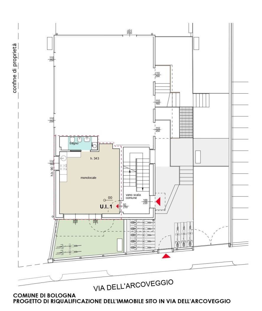 Monolocale via dell'Arcoveggio, 154, Bologna (zona Corticella) - planimetria 1