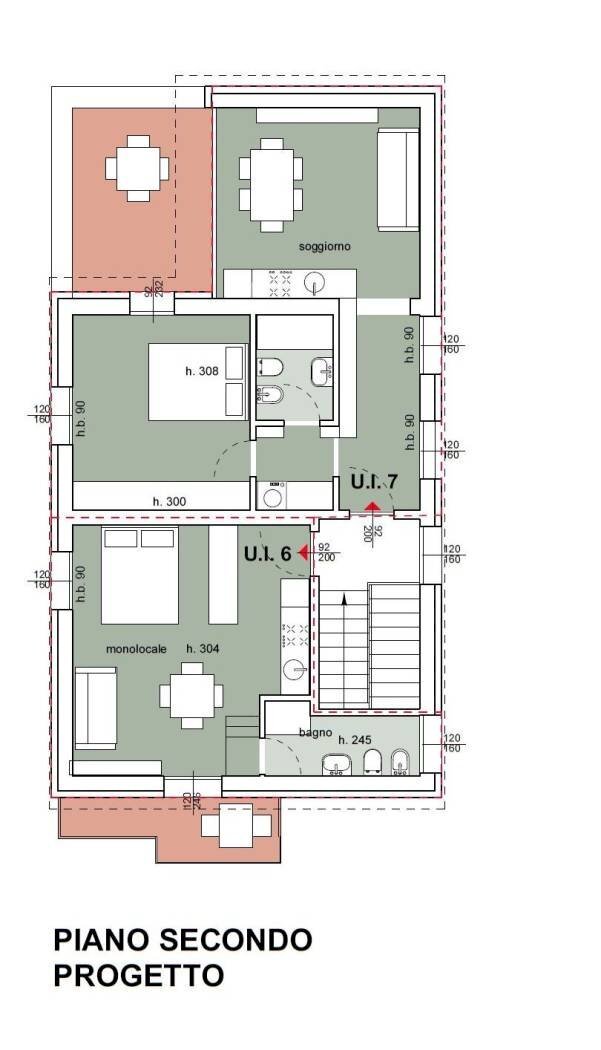 Two-room apartment via dei Giardini, Bologna (neighborhood Corticella) - floor plans 1