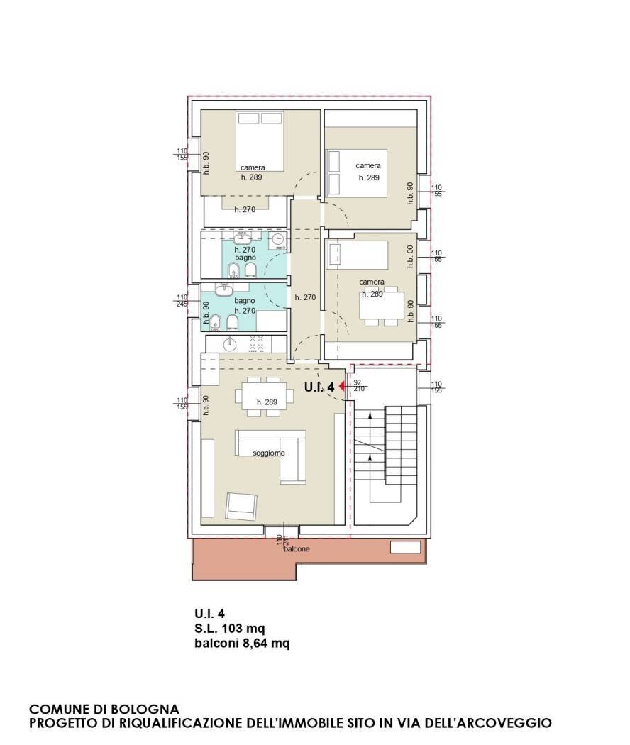Quadrilocale via dei Giardini, Bologna (zona Corticella) - planimetria 1