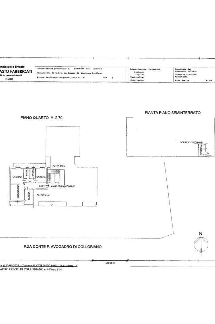 Appartamento piazza Ferdinando Avogadro di Collobiano, 6, Vigliano Biellese - planimetria 1