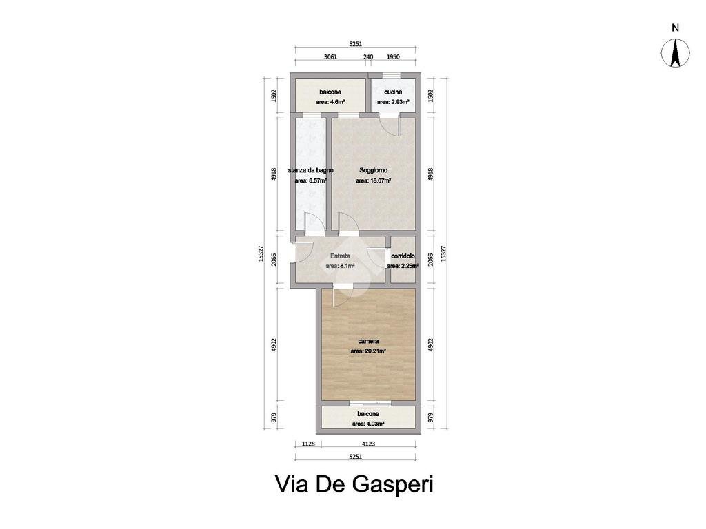 Bilocale Via Alcide de Gasperi, Orbassano - planimetria 1