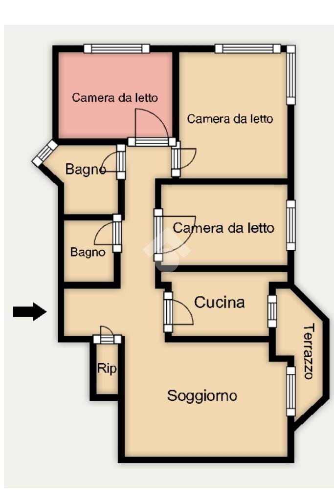 Quadrilocale Via Guido Reni, Milano (zona Città Studi) - planimetria 1