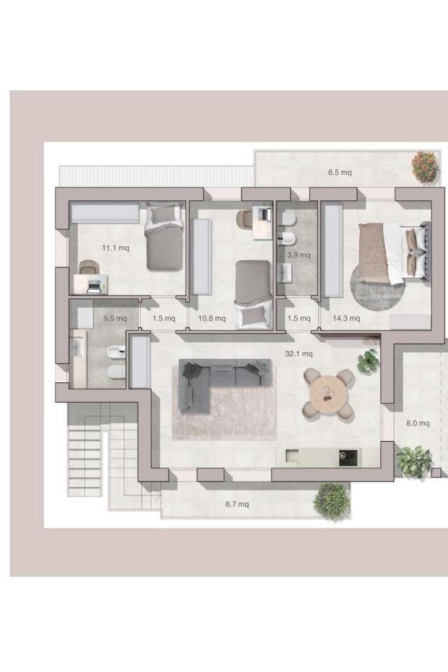 Four-room apartment via Tomba, Santarcangelo di Romagna - floor plans 1