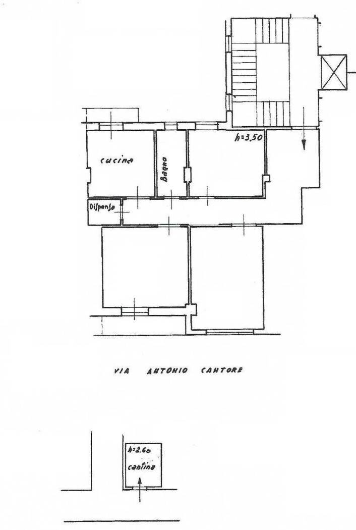 Trilocale via Antonio Cantore, Genova (zona Sampierdarena) - planimetria 1