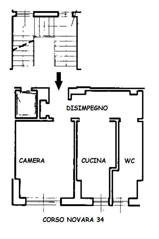 Bilocale corso Novara, 34, Torino (zona Aurora) - planimetria 1