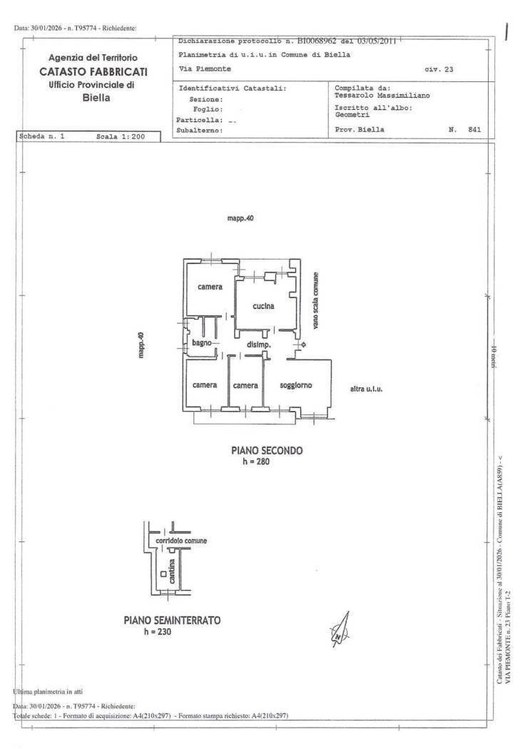 Appartamento via Piemonte, 23, Biella - planimetria 1